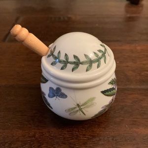 Portmeirion Botanic Garden Mustard or Condiment Jar with wooden spoon